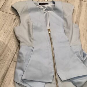 Ted Baker Soft Blue Midi Dress with Gold Zipper